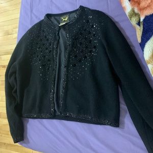 Beaded pure black sweater